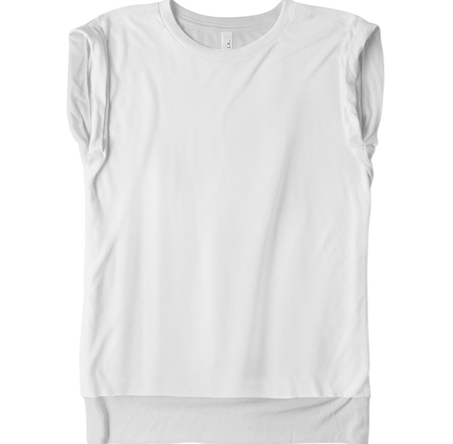 Ladies Flowy Rolled Cuff Muscle Tee
